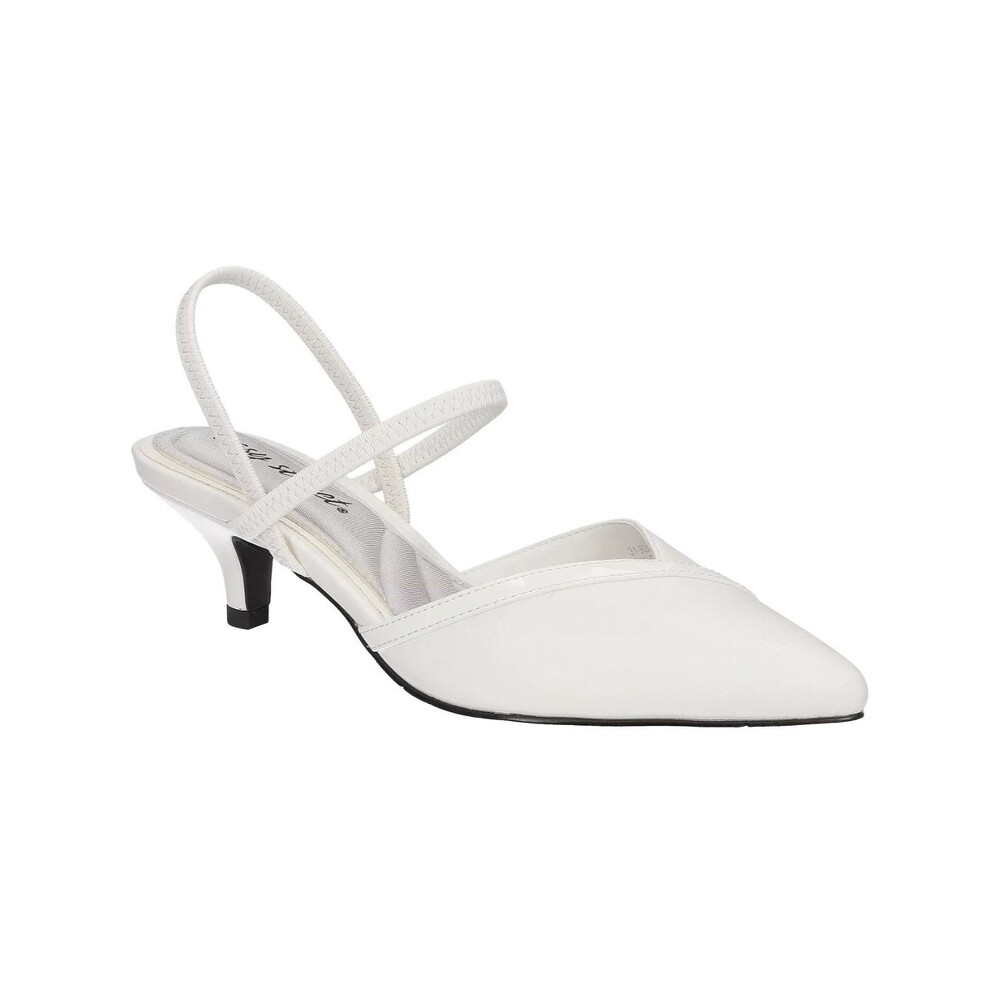Easy Street Unna Pumps Womens US 10M White Pointed Toe Slingback Kitten Heel